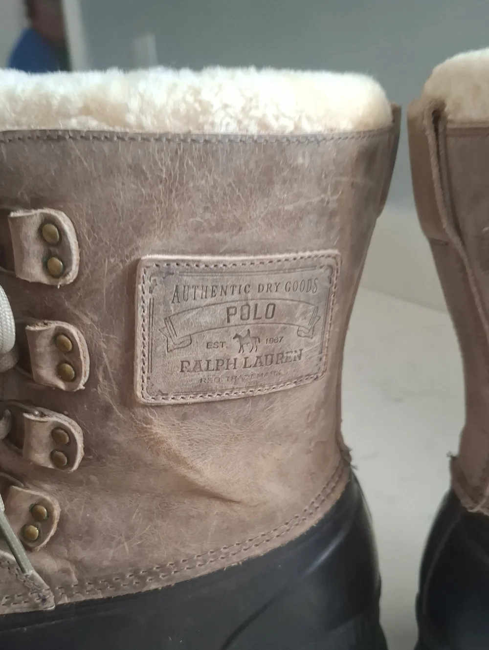 POLO RALPH LAUREN Mens Brown and Black Waterproof Winter Boots